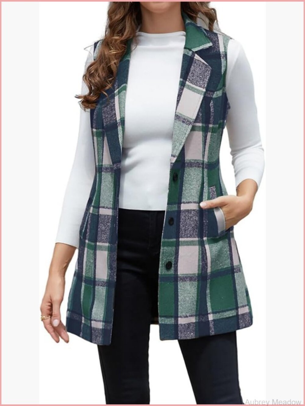 Plaid Wool Blend Sleeveless Blazer Vest Notch Lapel Casual Slim Fit